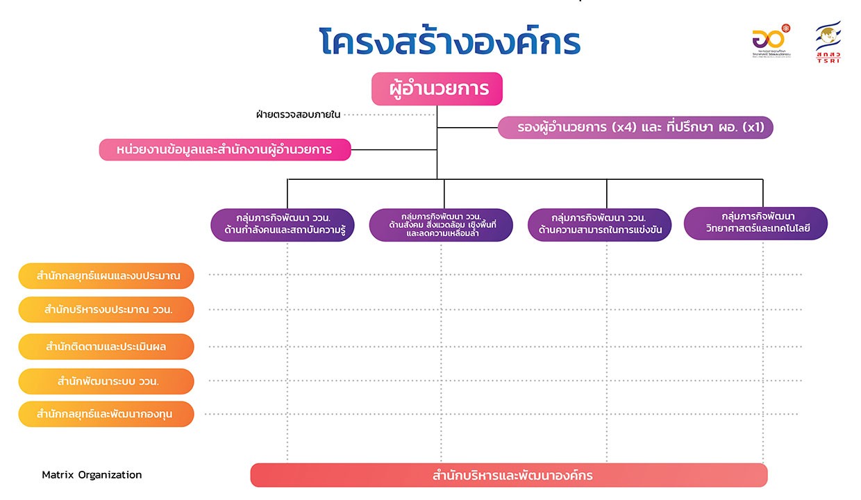 โครงสร้างองค์กร สกสว. รูปแบบ Matrix ส่งเสริมความเป็นองค์กรสมรรถนะสูง